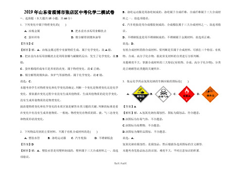 山东省淄博市张店区中考化学二模试卷(解析版)