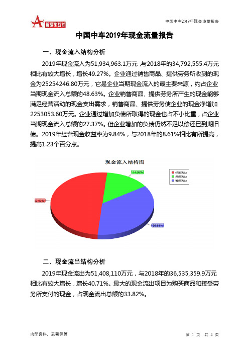 中国中车2019年现金流量报告