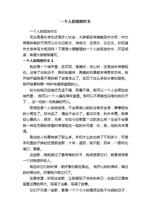 一个人的孤独作文