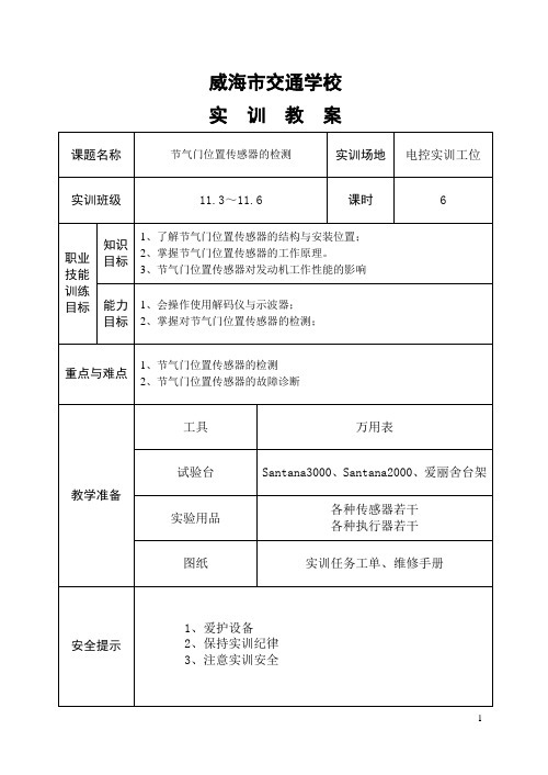 实训10 节气门位置传感器的检测