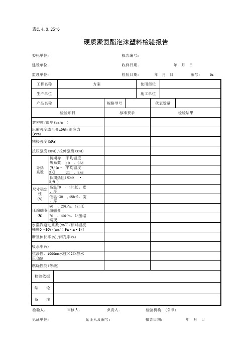 表C.4.3.25-6 硬质聚氨酯泡沫塑料检验报告