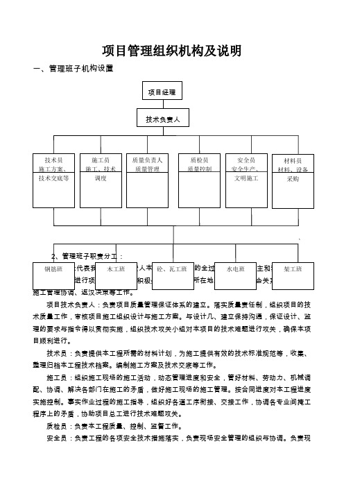 项目管理组织机构及说明