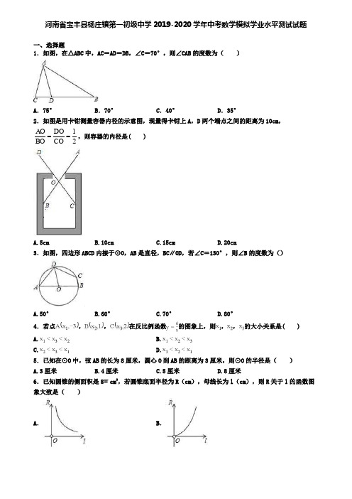 河南省宝丰县杨庄镇第一初级中学2019-2020学年中考数学模拟学业水平测试试题