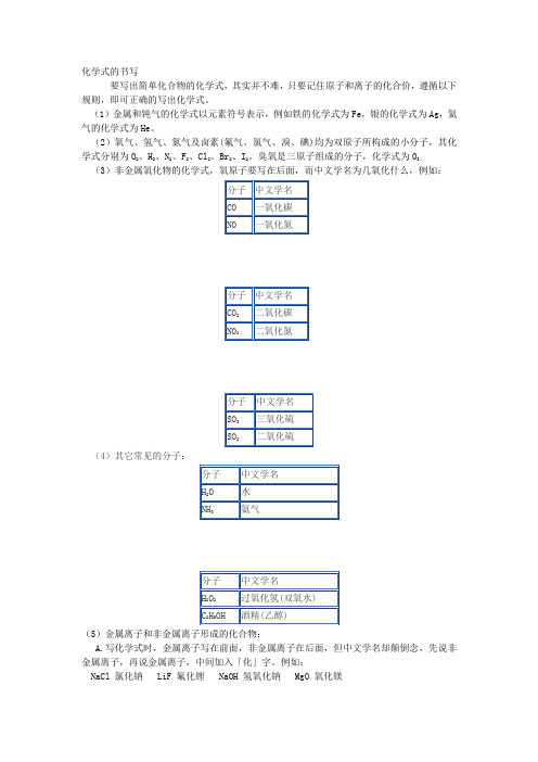 化学式的书写