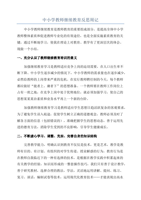 中小学教师继续教育反思周记