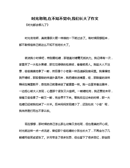 时光匆匆,在不知不觉中,我们长大了作文