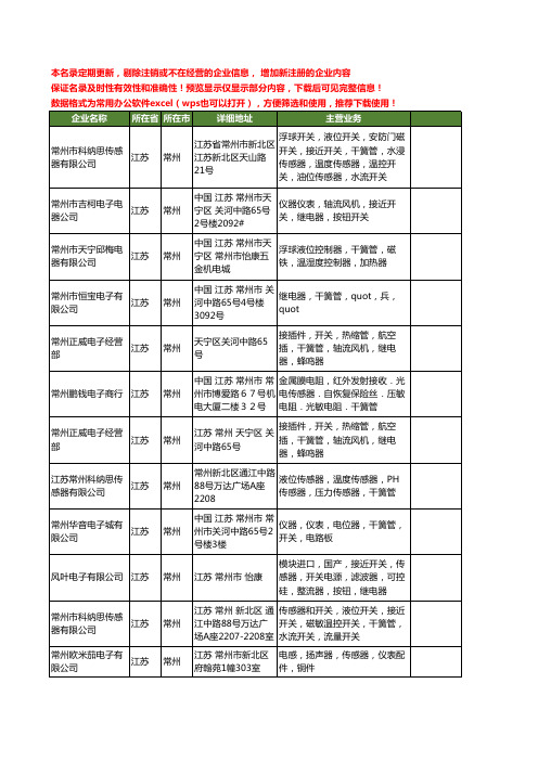 新版江苏省常州干簧管工商企业公司商家名录名单联系方式大全14家