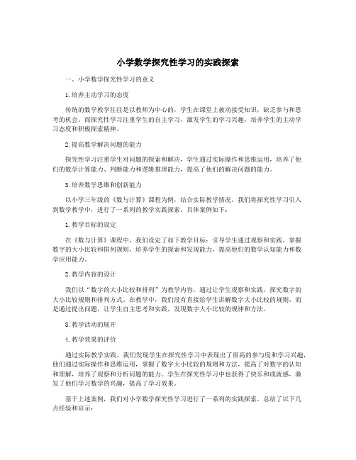 小学数学探究性学习的实践探索