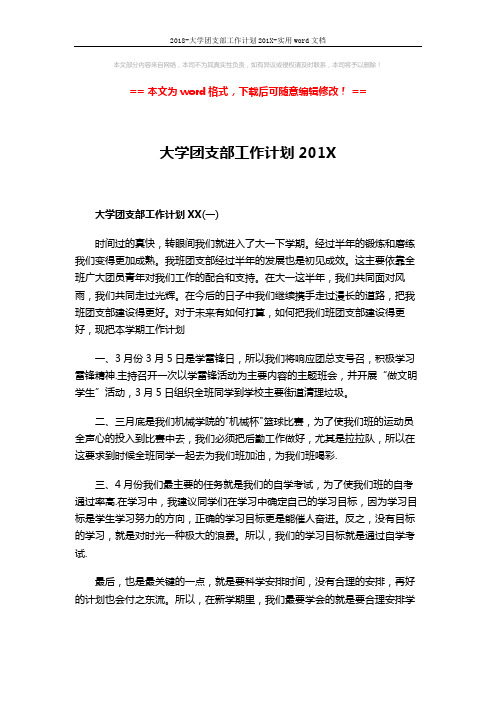 2018-大学团支部工作计划201X-实用word文档 (4页)