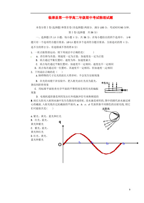 河北省临漳县第一中学高二物理下学期期中试题(无答案)