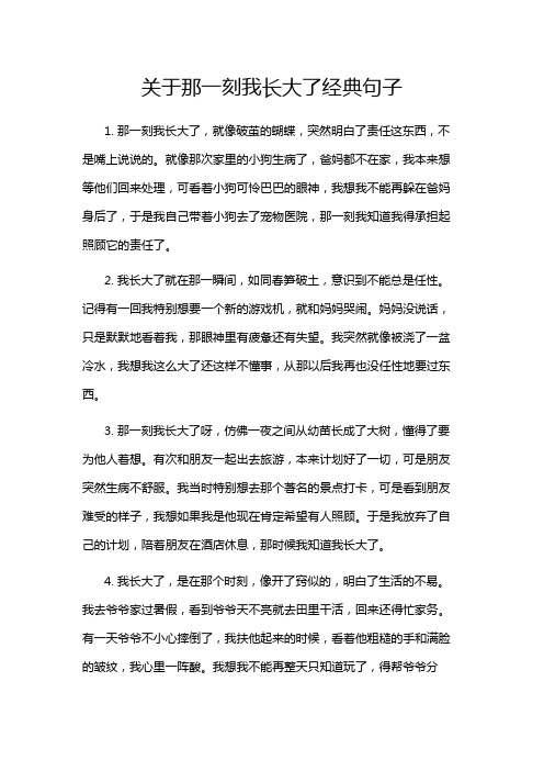 关于那一刻我长大了经典句子