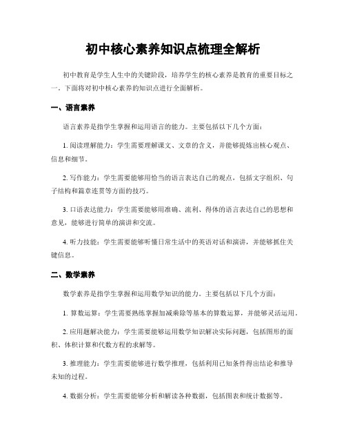 初中核心素养知识点梳理全解析