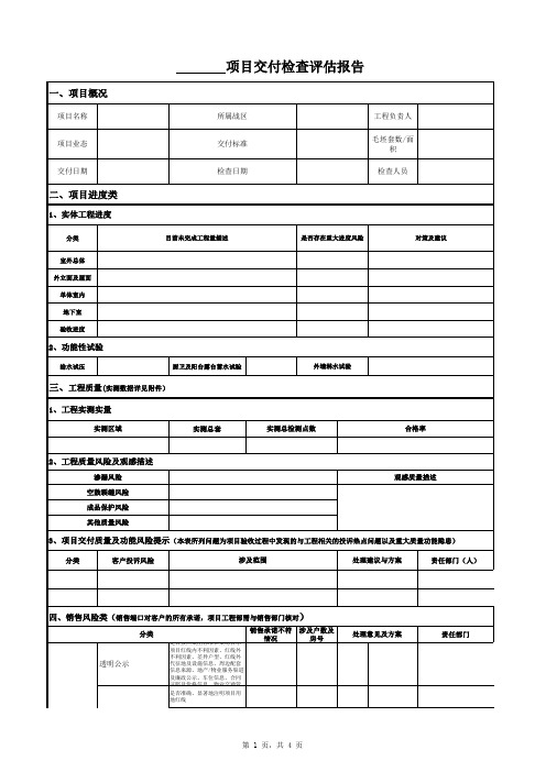 项目交付检查评估表