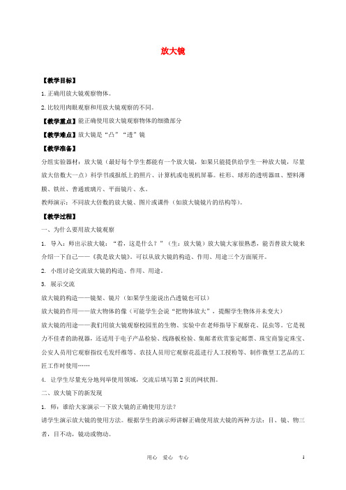 六年级科学下册 放大镜(三)教案 教科版