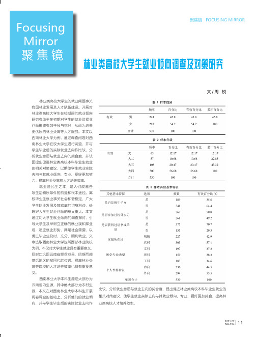 林业类高校大学生就业倾向调查及对策研究