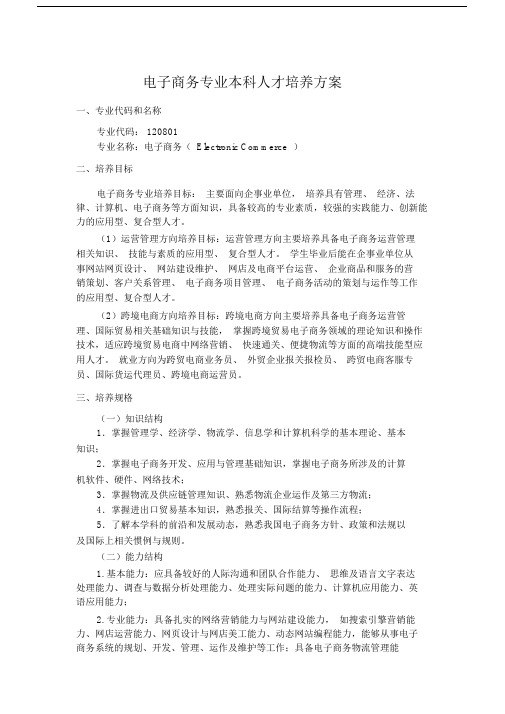 电子商务专业本科人才培养方案.doc