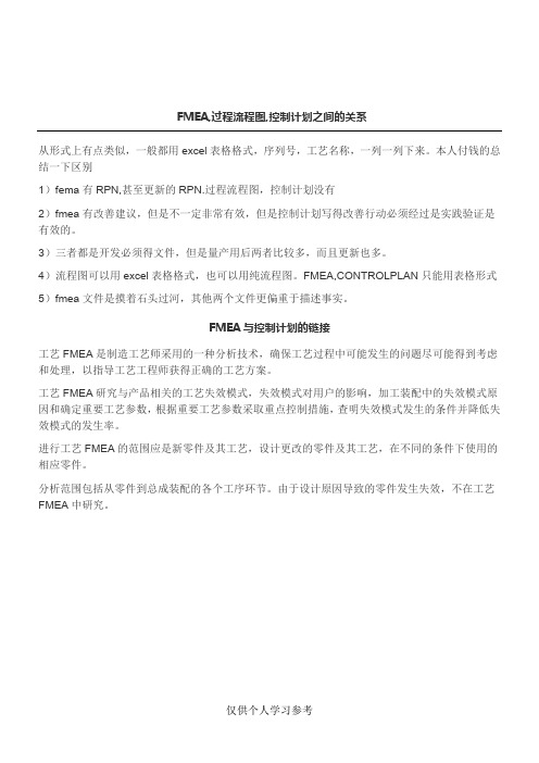 FMEA  过程流程图  控制计划  三者的关系