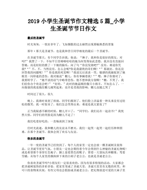2019小学生圣诞节作文精选5篇_小学生圣诞节节日作文