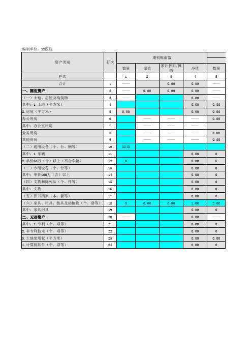 医院资产存量表