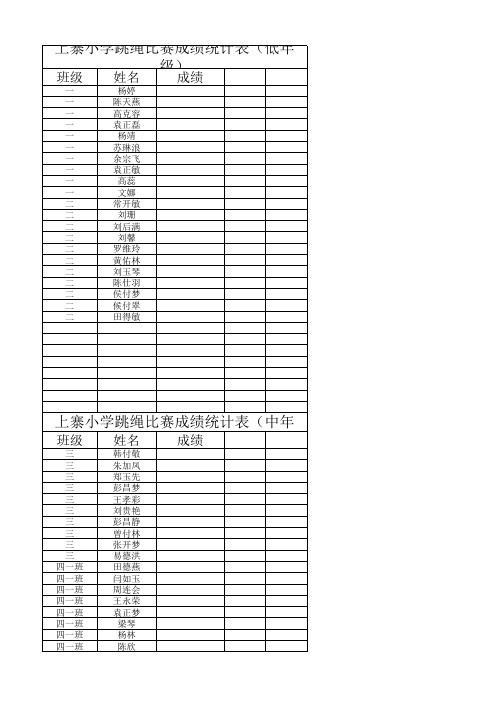 跳绳比赛统计表