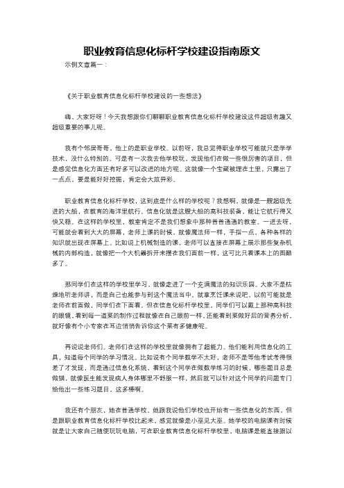 职业教育信息化标杆学校建设指南原文