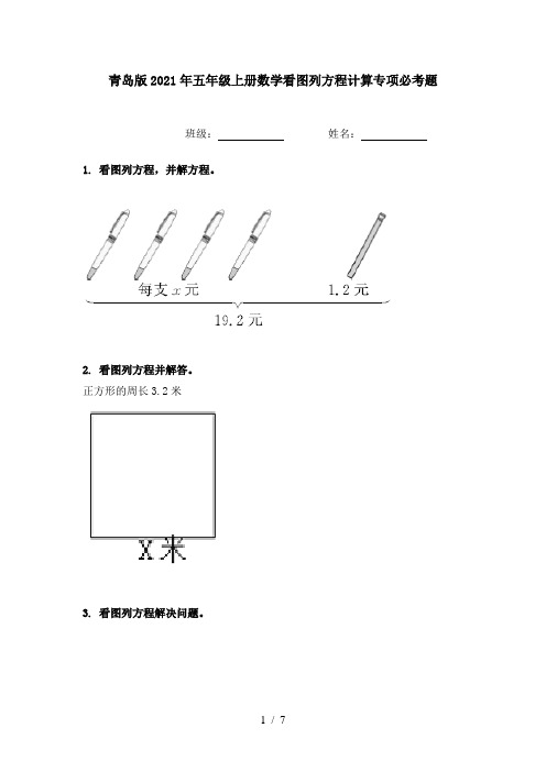 青岛版2021年五年级上册数学看图列方程计算专项必考题