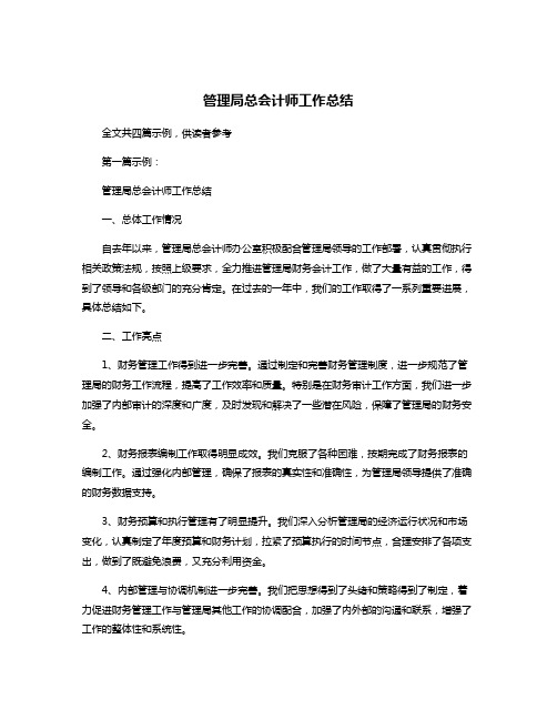 管理局总会计师工作总结