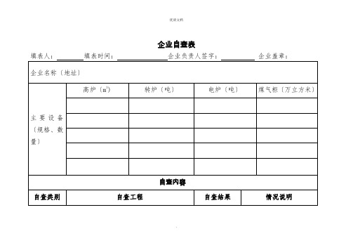 企业自查表模板