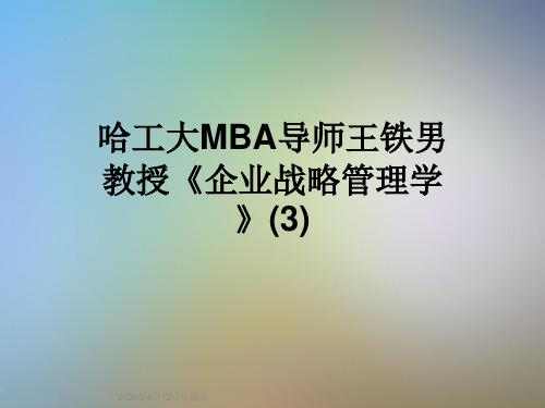 哈工大MBA导师王铁男教授《企业战略管理学》(3)