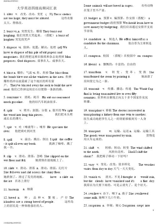 英语四级必考常用词汇大学英语四级高频词汇表