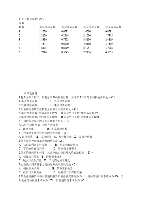 2019华南理工大学-财务管理综合-平时作业