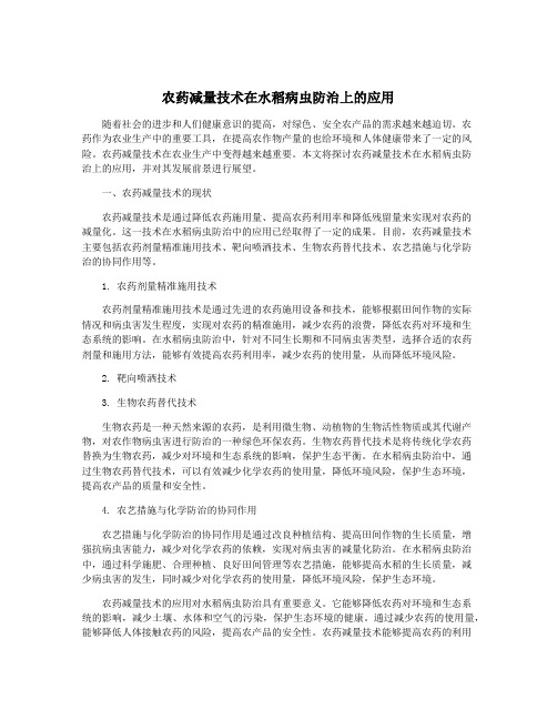 农药减量技术在水稻病虫防治上的应用