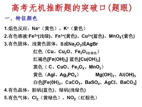 高三化学上学期高考无机推断框图突破口-旧人教版