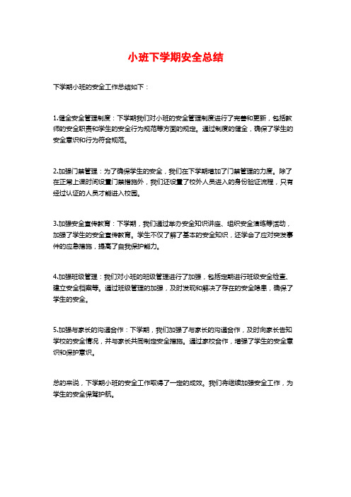 小班下学期安全总结