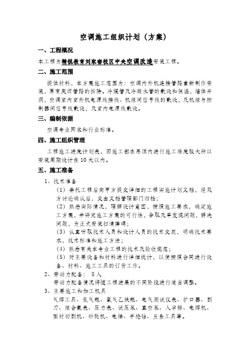 空调施工组织计划(方案)