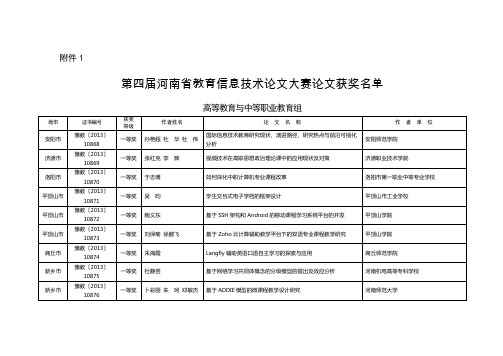 第四届河南省教育信息技术论文大赛论文获奖名单