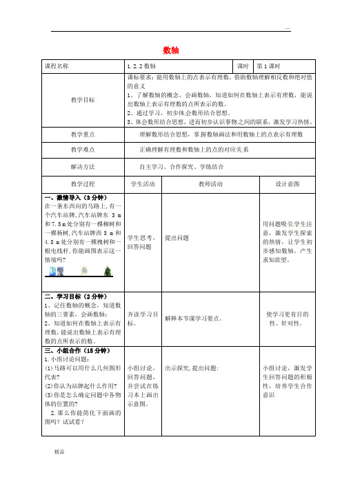 2020七年级数学上册 1.2.2 数轴教案 (新版)新人教版