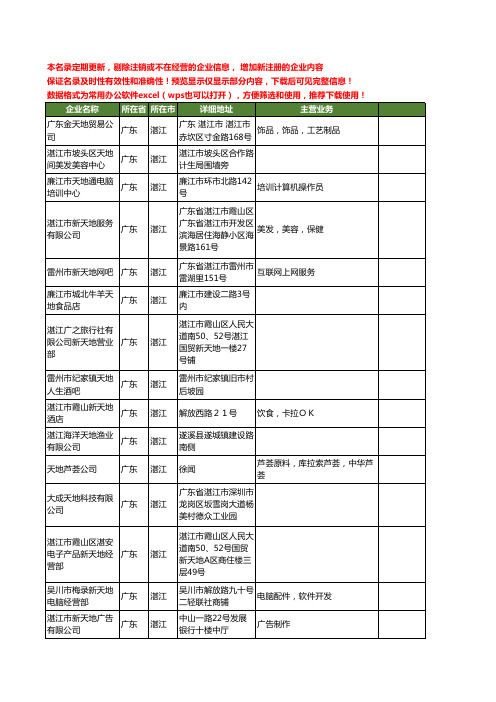 新版广东省湛江天地工商企业公司商家名录名单联系方式大全45家