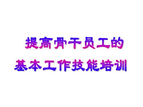 提高骨干员工的基本工作技能培训资料