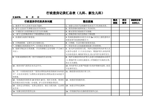 行政查房记录汇总表