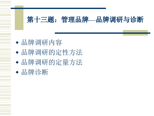 第十三题:管理品牌—品牌调研与诊断
