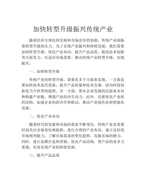 加快转型升级振兴传统产业