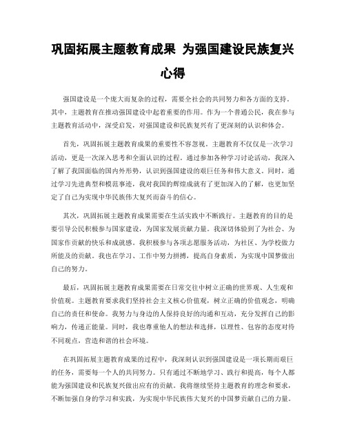 巩固拓展主题教育成果 为强国建设民族复兴心得