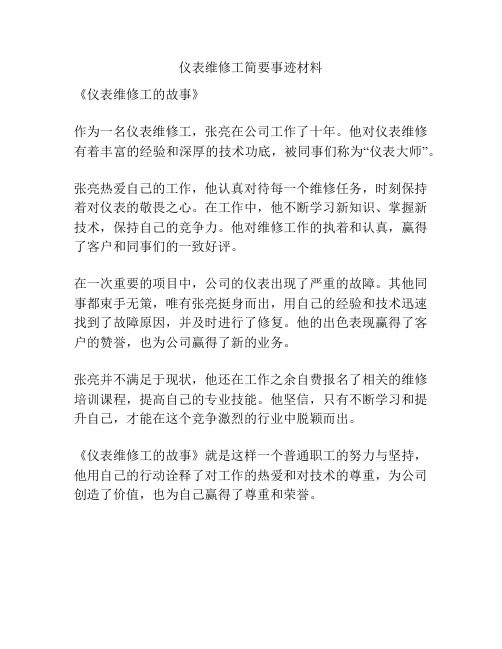 仪表维修工简要事迹材料