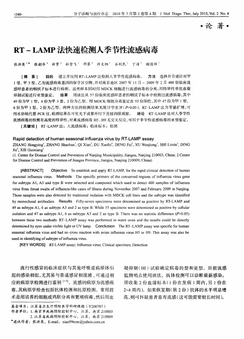 RT—LAMP法快速检测人季节性流感病毒