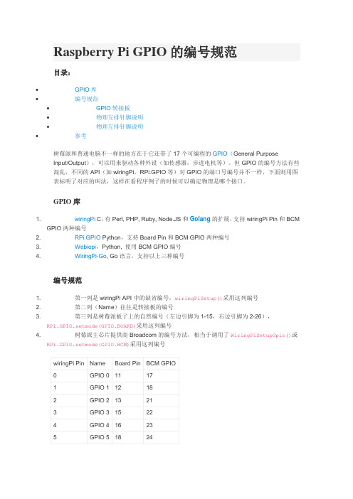 Raspberry Pi GPIO的编号规范