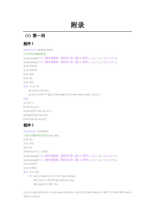 数学建模2010A题 储油罐的变位识别与罐容表标定 程序