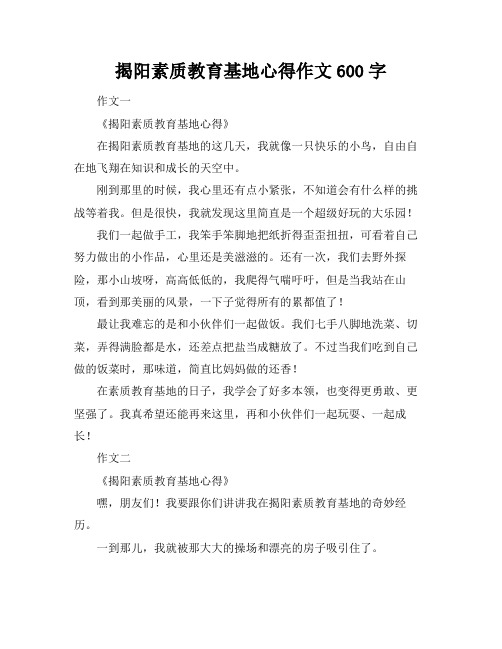 揭阳素质教育基地心得作文600字