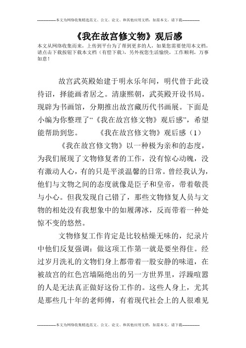 《我在故宫修文物》观后感