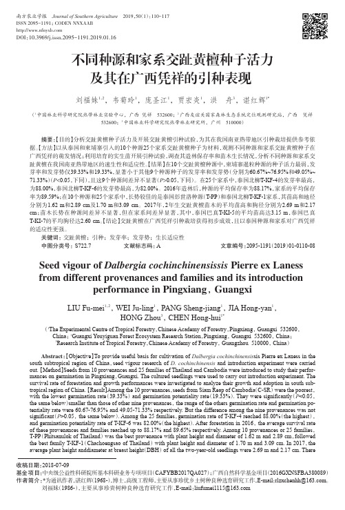 ___________不同种源和家系交趾黄檀种子活力及其在广西凭祥的引种表现